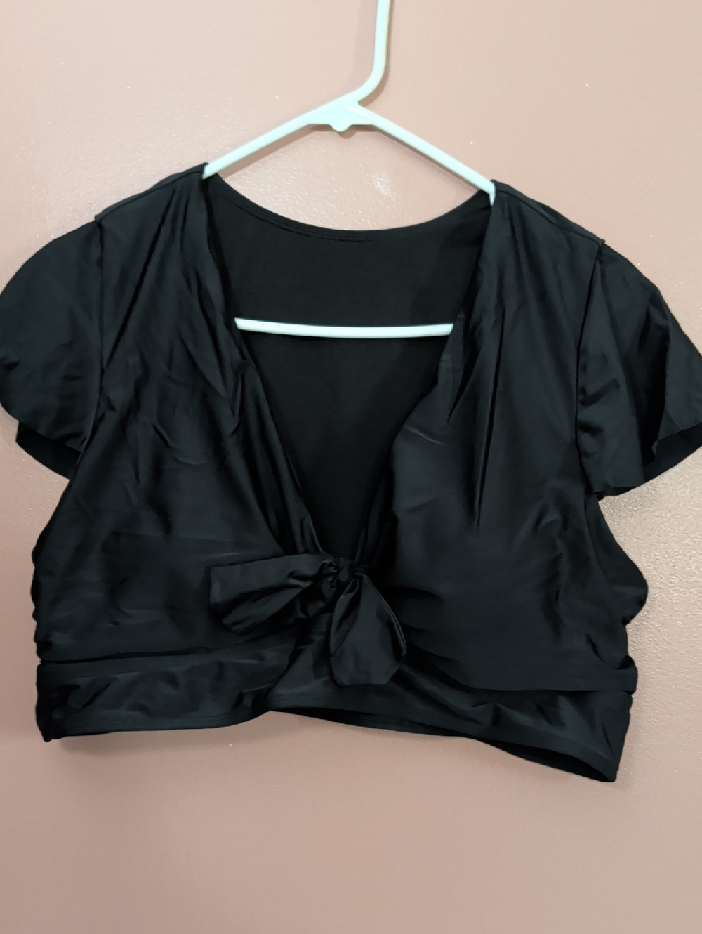 torrid Black Tie-Front Swim Crop Top